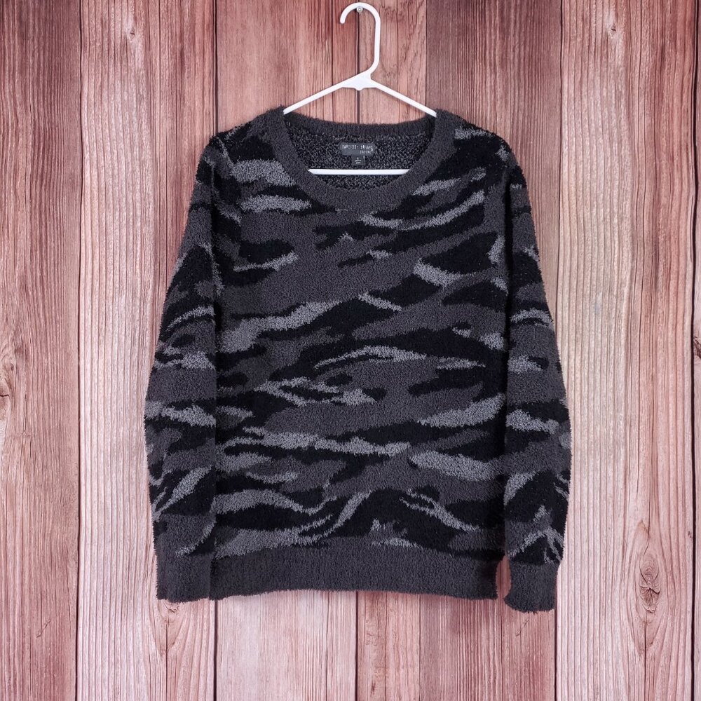 Barefoot Dreams Cozychic Womens Small Seaside Crewneck Pullover Carbon Camo
